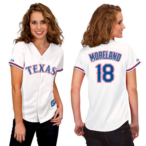 Mitch Moreland #18 mlb Jersey-Texas Rangers Women's Authentic Home White Cool Base Baseball Jersey